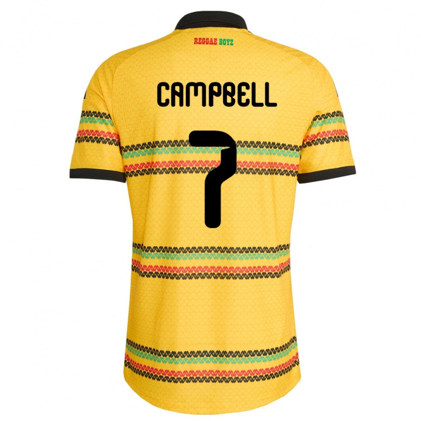 Danxen Men Jamaica Tyreece Campbell #7 Yellow Black Green Home Jersey 26-28 T-Shirt