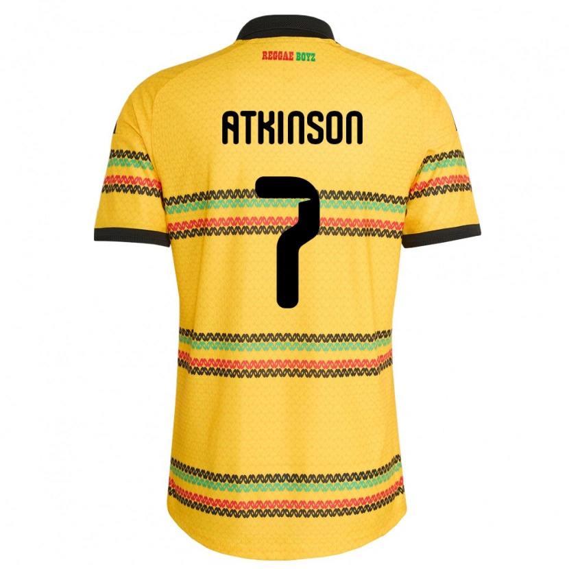 Danxen Men Jamaica Natoya Atkinson #7 Yellow Black Green Home Jersey 26-28 T-Shirt