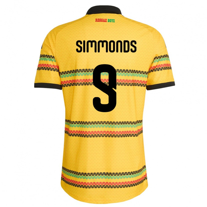 Danxen Men Jamaica Kameron Simmonds #9 Yellow Black Green Home Jersey 26-28 T-Shirt