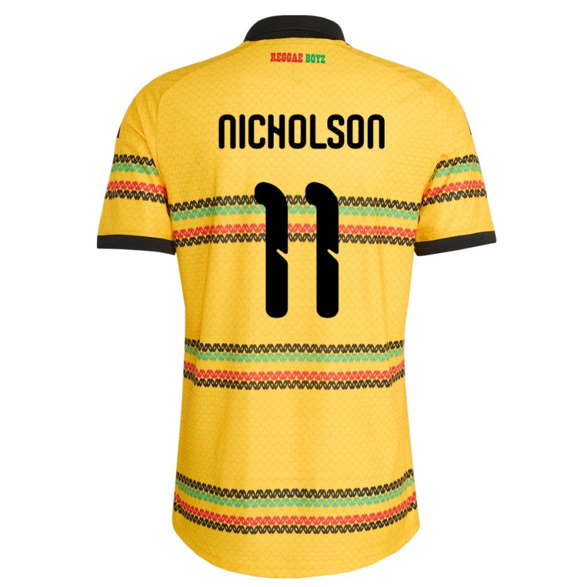 Danxen Men Jamaica Shamar Nicholson #11 Yellow Black Green Home Jersey 26-28 T-Shirt