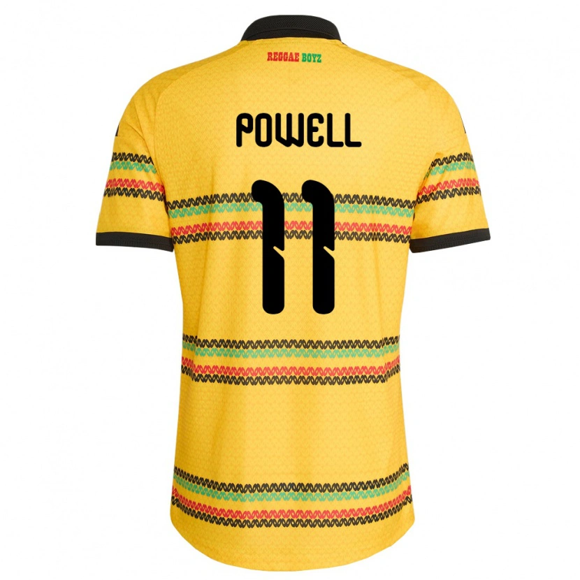 Danxen Men Jamaica Destiny Powell #11 Yellow Black Green Home Jersey 26-28 T-Shirt