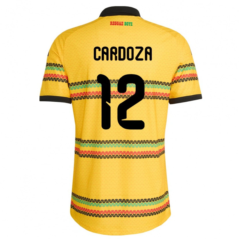 Danxen Men Jamaica Naya Cardoza #12 Yellow Black Green Home Jersey 26-28 T-Shirt
