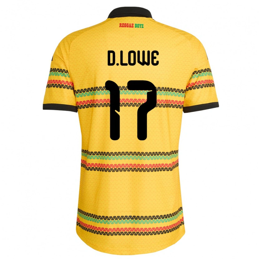 Danxen Men Jamaica Damion Lowe #17 Yellow Black Green Home Jersey 26-28 T-Shirt