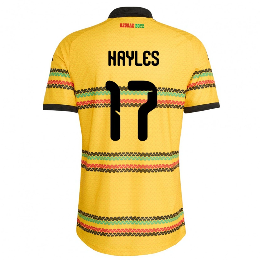 Danxen Men Jamaica Justin Hayles #17 Yellow Black Green Home Jersey 26-28 T-Shirt