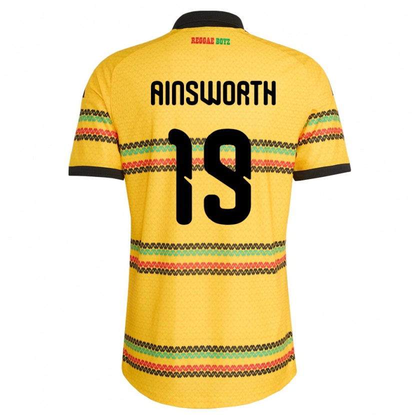 Danxen Men Jamaica Christopher Ainsworth #19 Yellow Black Green Home Jersey 26-28 T-Shirt