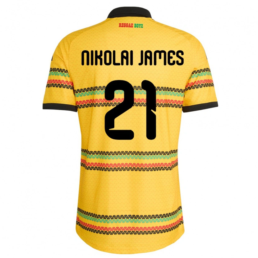 Danxen Men Jamaica Alex Nikolai James #21 Yellow Black Green Home Jersey 26-28 T-Shirt