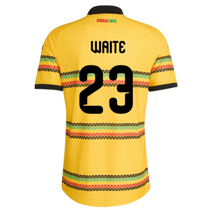 Danxen Men Jamaica Jahmali Waite #23 Yellow Black Green Home Jersey 26-28 T-Shirt