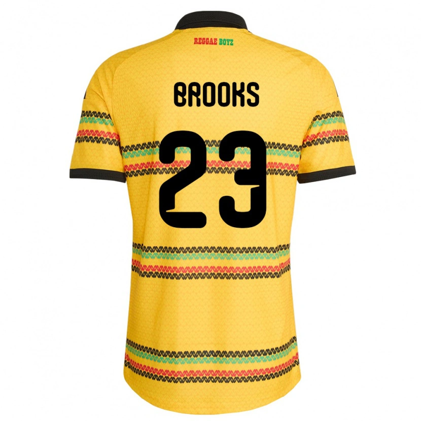 Danxen Men Jamaica Liya Brooks #23 Yellow Black Green Home Jersey 26-28 T-Shirt