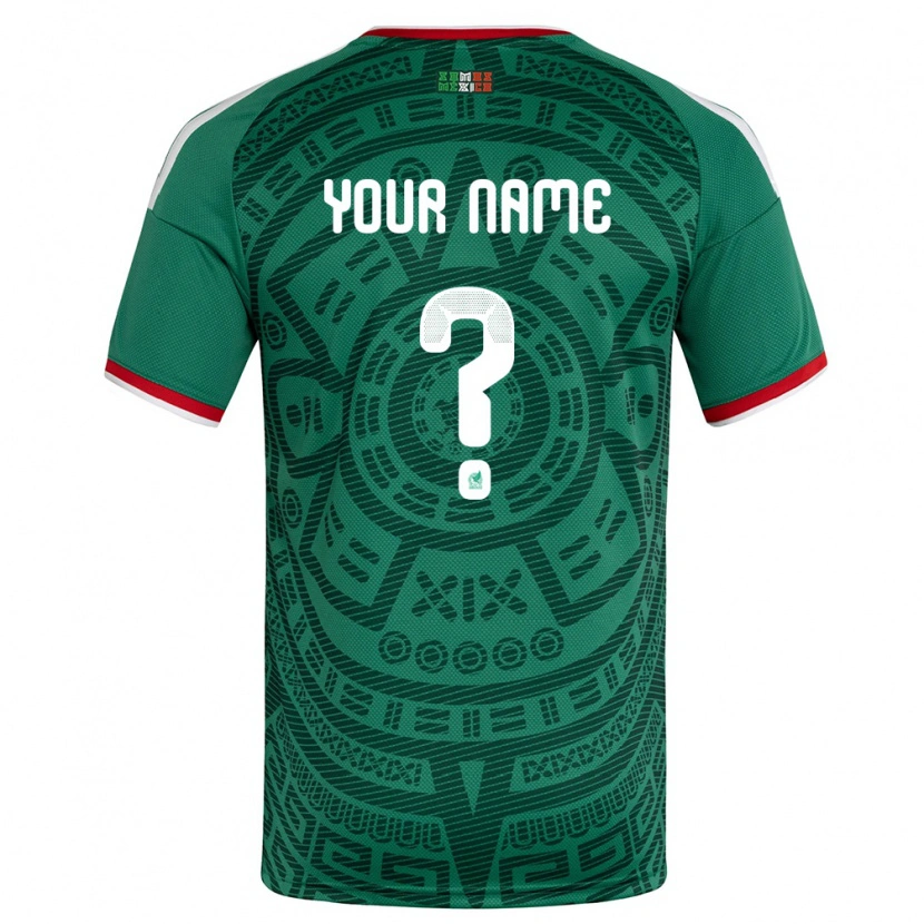 Danxen Men Mexico Your Name #0 Green White Red Home Jersey 26-28 T-Shirt