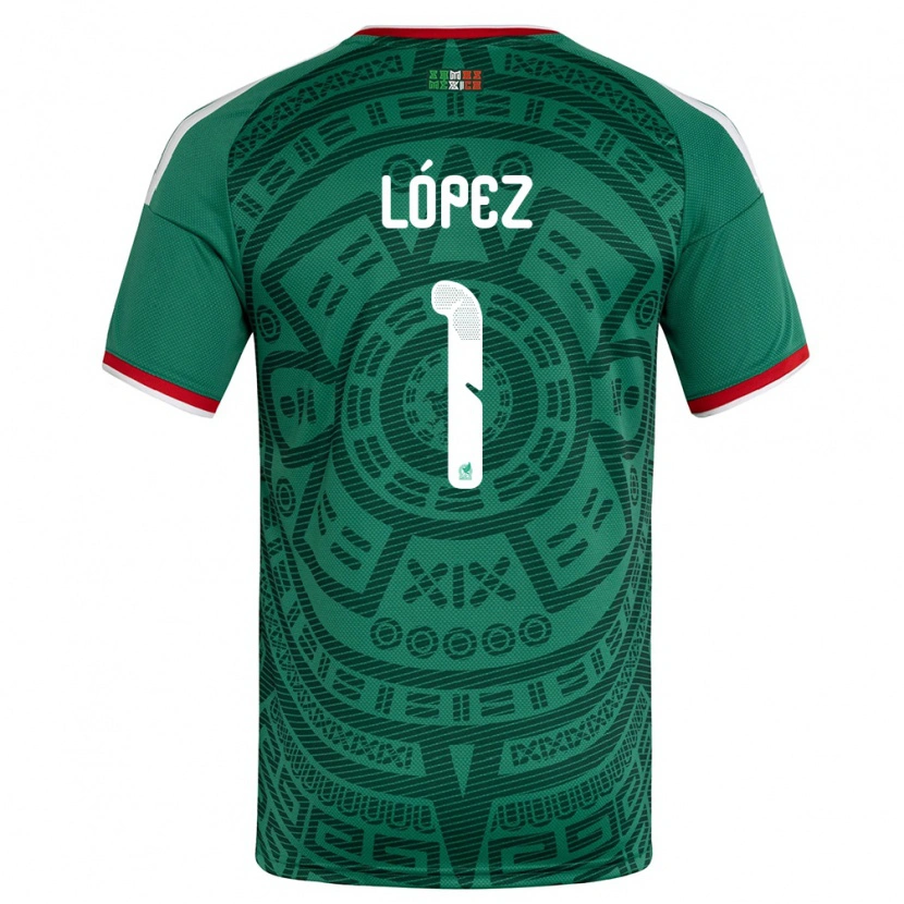 Danxen Men Mexico Santiago López #1 Green White Red Home Jersey 26-28 T-Shirt