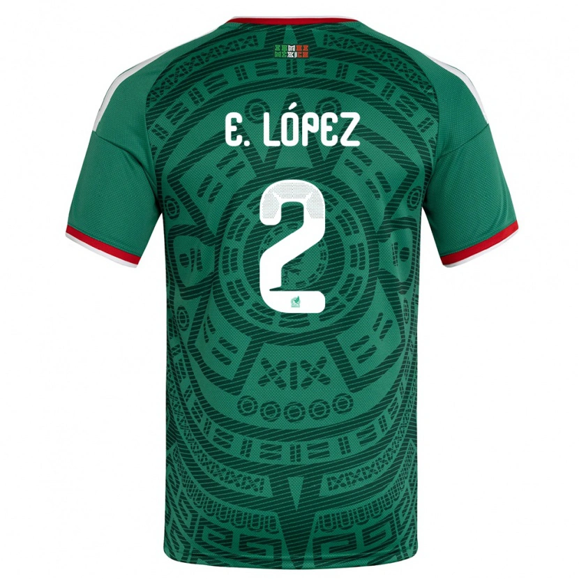 Danxen Men Mexico Everardo López #2 Green White Red Home Jersey 26-28 T-Shirt
