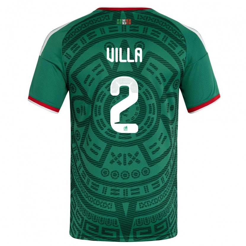 Danxen Men Mexico Adrián Villa #2 Green White Red Home Jersey 26-28 T-Shirt