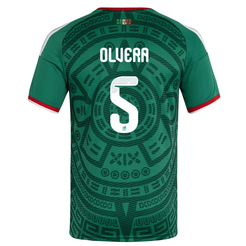 Danxen Men Mexico Ian Olvera #5 Green White Red Home Jersey 26-28 T-Shirt