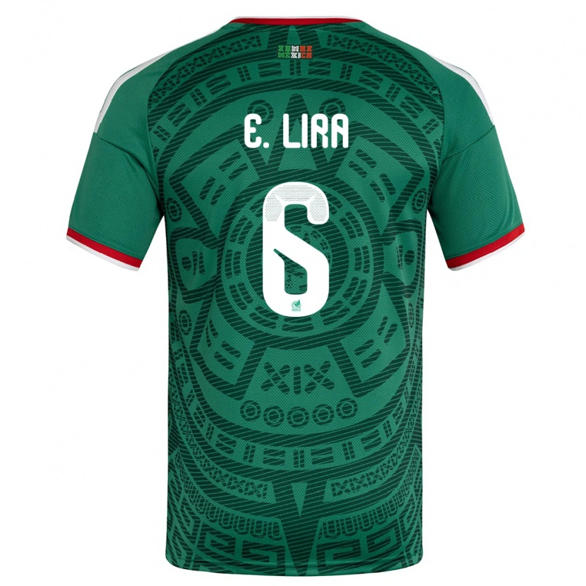 Danxen Men Mexico Érik Lira #6 Green White Red Home Jersey 26-28 T-Shirt