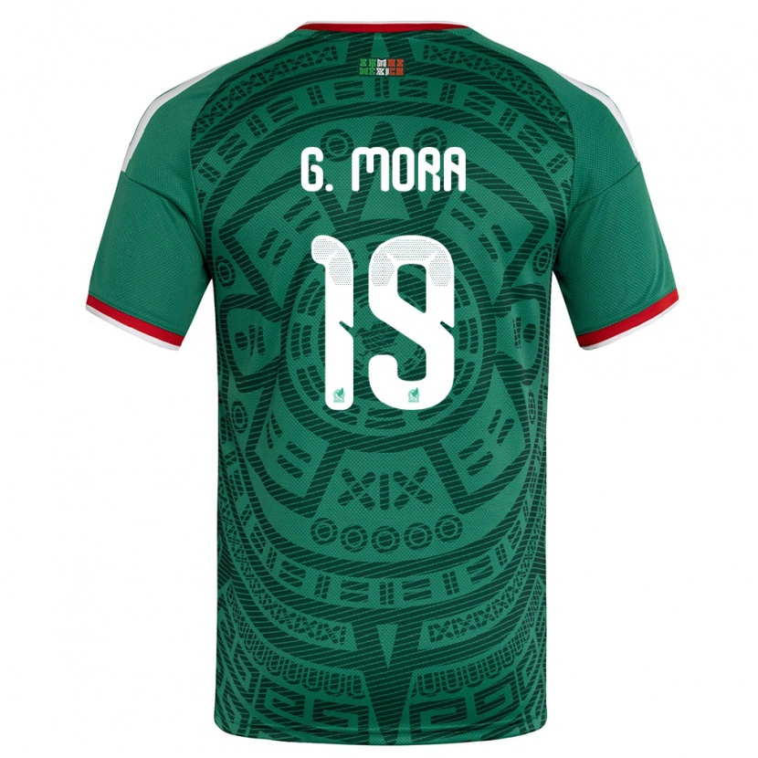 Danxen Men Mexico Gilberto Mora #19 Green White Red Home Jersey 26-28 T-Shirt