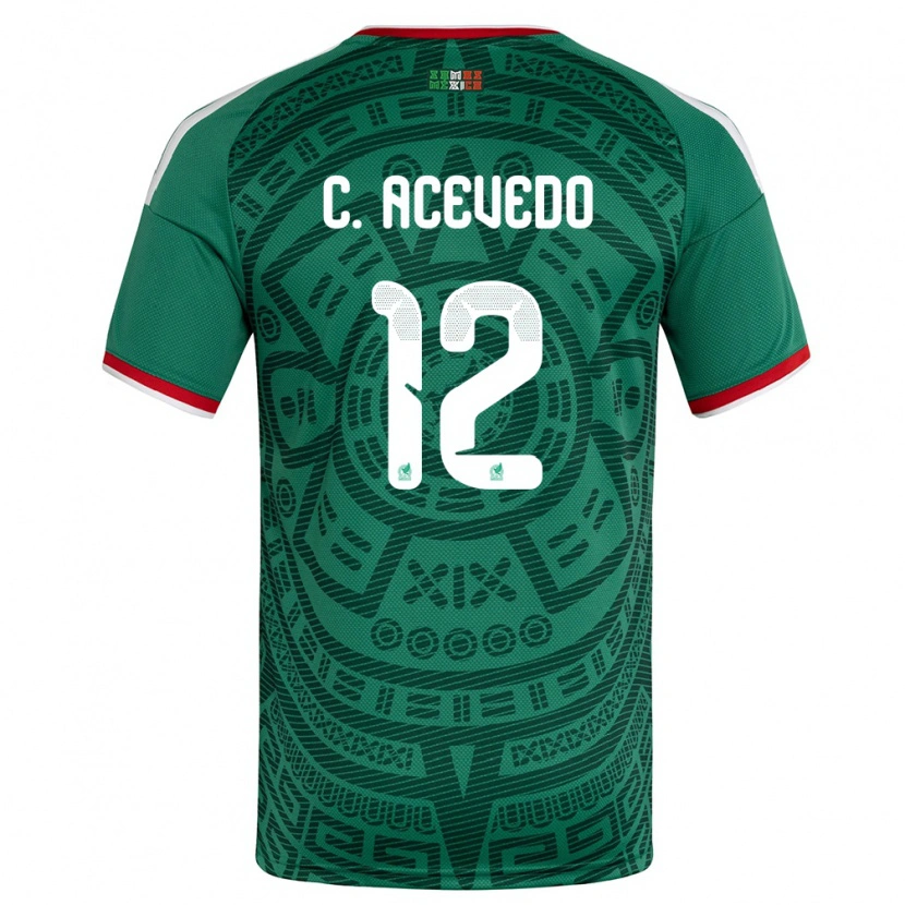 Danxen Men Mexico Carlos Acevedo #12 Green White Red Home Jersey 26-28 T-Shirt