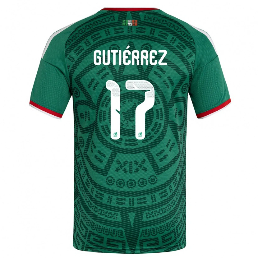 Danxen Men Mexico Gerson Gutiérrez #17 Green White Red Home Jersey 26-28 T-Shirt