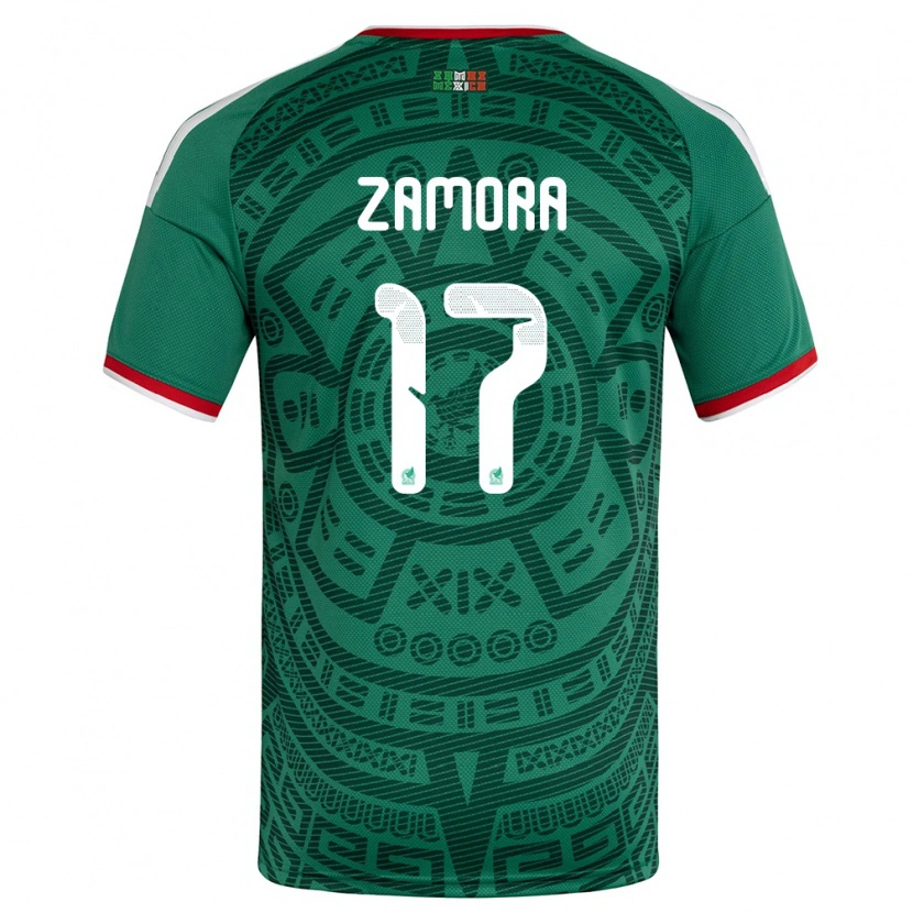 Danxen Men Mexico Saul Zamora #17 Green White Red Home Jersey 26-28 T-Shirt