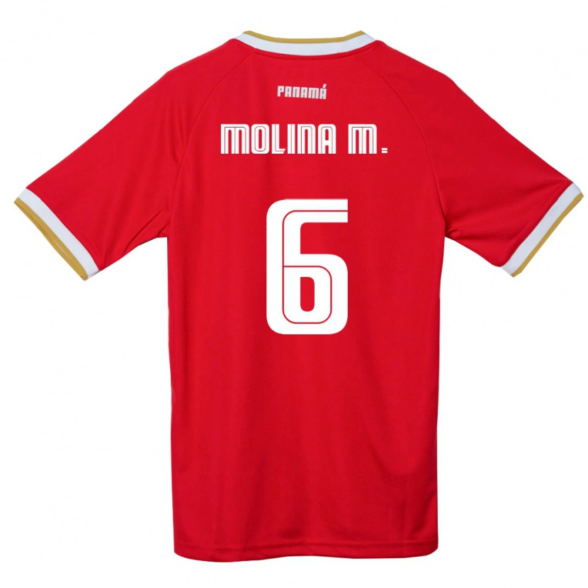 Danxen Men Panama Mariana Molina #6 Red Brown White Home Jersey 26-28 T-Shirt