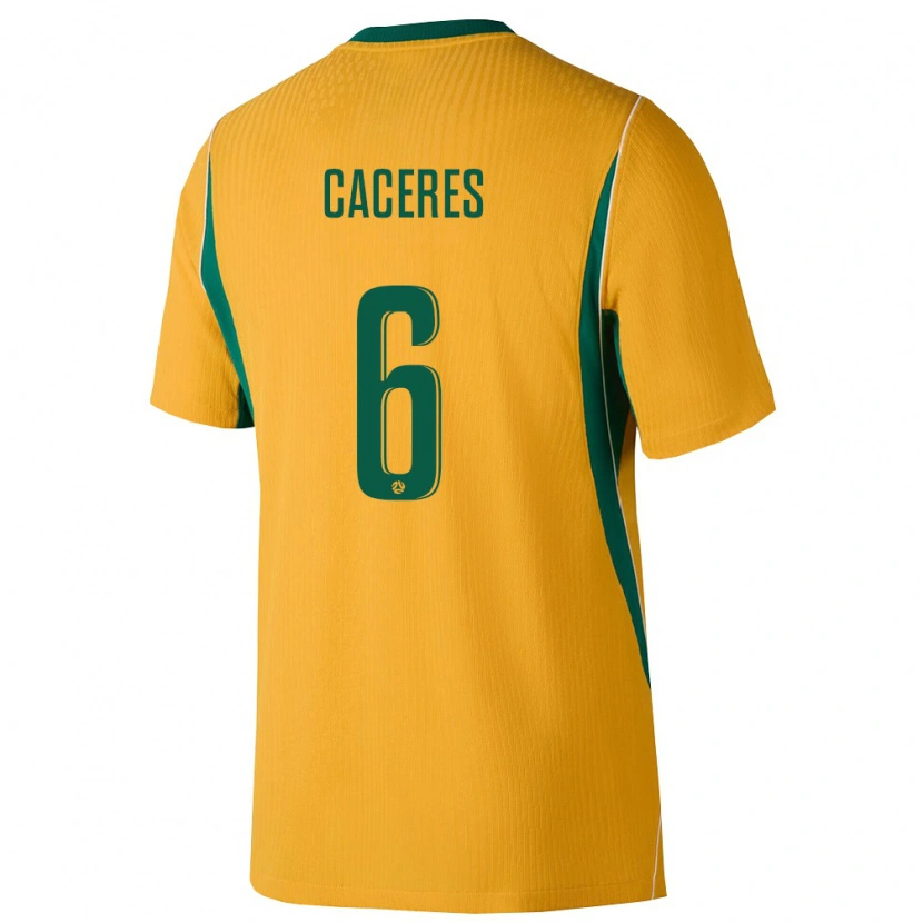 Danxen Men Australia Anthony Cáceres #6 Yellow Green Home Jersey 26-28 T-Shirt