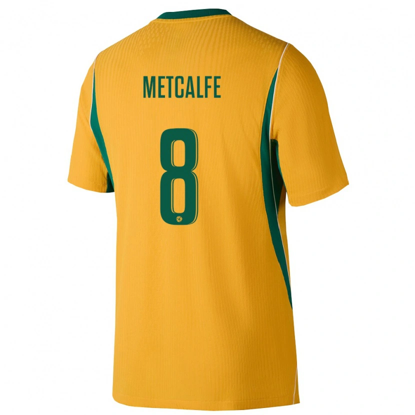 Danxen Men Australia Connor Metcalfe #8 Yellow Green Home Jersey 26-28 T-Shirt