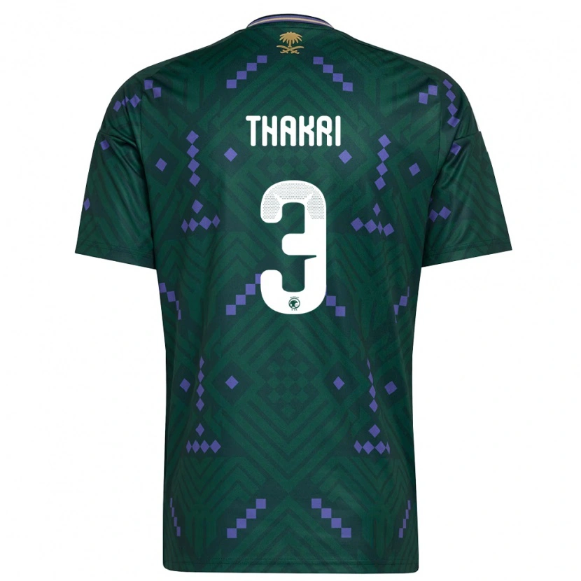 Danxen Men Saudi Arabia Jehad Thakri #3 Green Purple White Home Jersey 26-28 T-Shirt