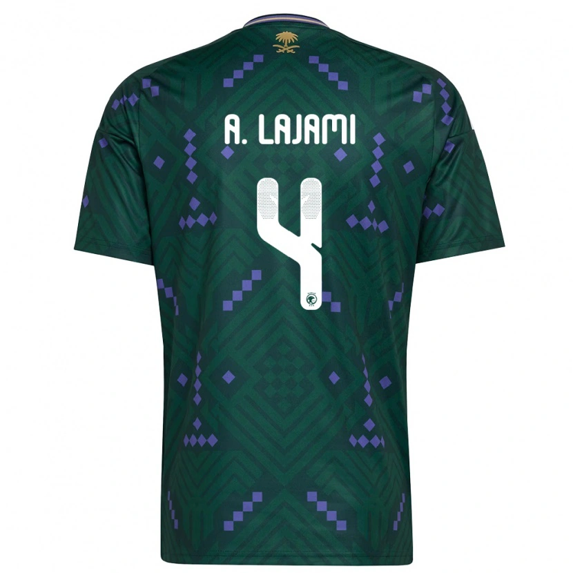 Danxen Men Saudi Arabia Ali Lajami #4 Green Purple White Home Jersey 26-28 T-Shirt