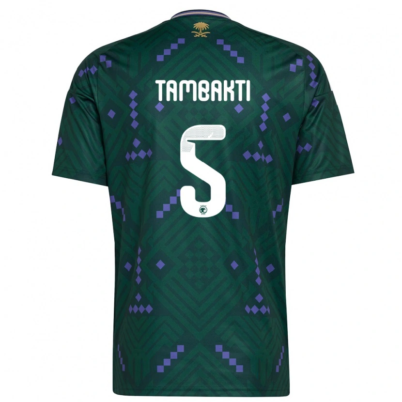 Danxen Men Saudi Arabia Hassan Tambakti #5 Green Purple White Home Jersey 26-28 T-Shirt