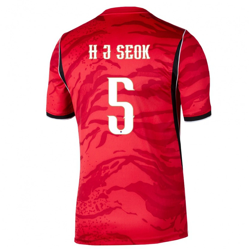 Danxen Men South Korea Ji-Hwan Seok #5 Red White Black Home Jersey 26-28 T-Shirt