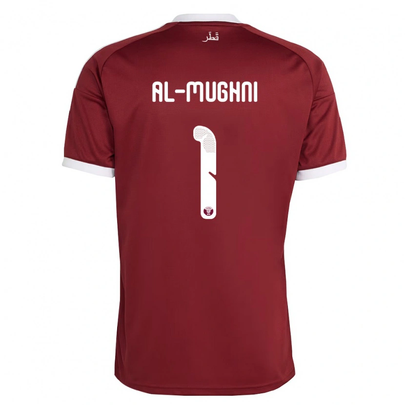 Danxen Men Qatar Tamim Al-Mughni #1 Red Burgundy White Home Jersey 26-28 T-Shirt