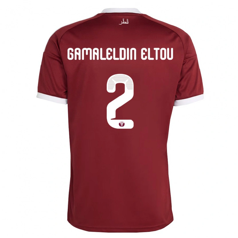 Danxen Men Qatar Ghassan Gamaleldin Eltou #2 Red Burgundy White Home Jersey 26-28 T-Shirt