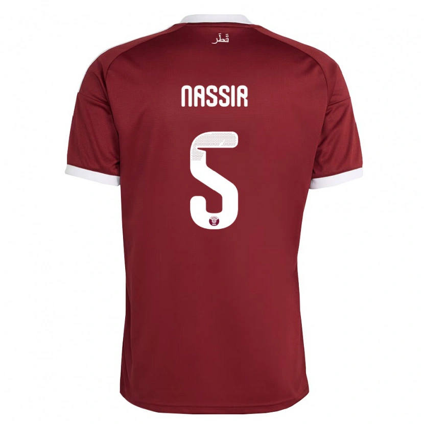 Danxen Men Qatar Taha Nassir #5 Red Burgundy White Home Jersey 26-28 T-Shirt