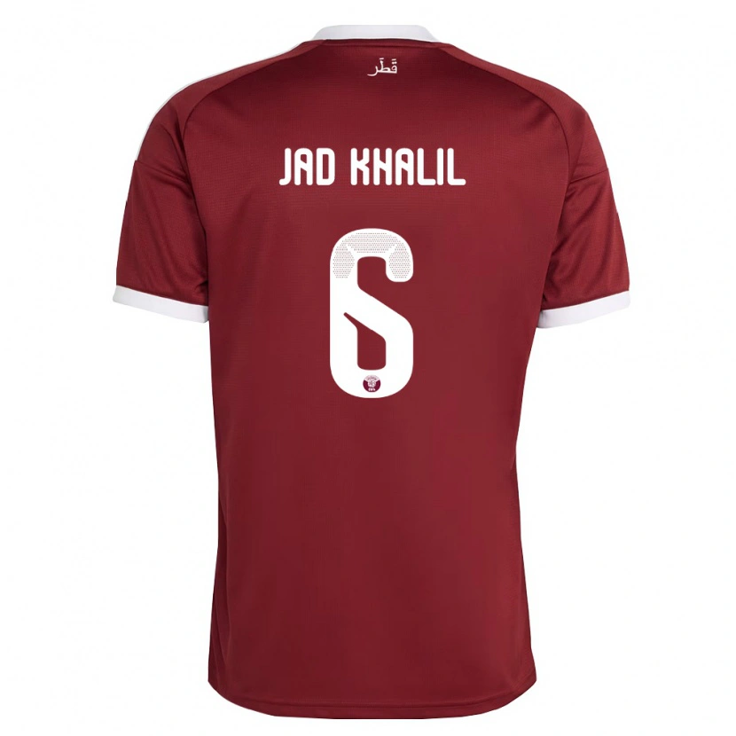 Danxen Men Qatar Hadi Jad Khalil #6 Red Burgundy White Home Jersey 26-28 T-Shirt