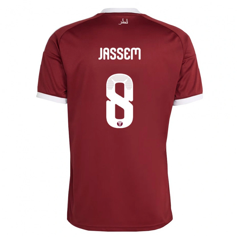 Danxen Men Qatar Jassem Gaber #8 Red Burgundy White Home Jersey 26-28 T-Shirt