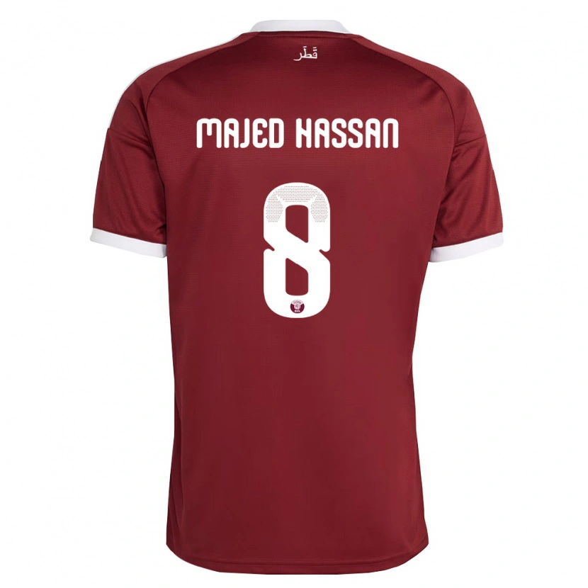 Danxen Men Qatar Malik Hassan #8 Red Burgundy White Home Jersey 26-28 T-Shirt