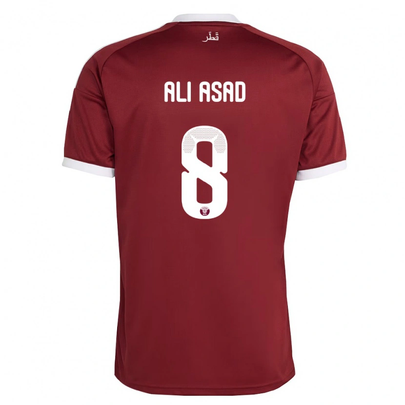 Danxen Men Qatar Ali Asad #8 Red Burgundy White Home Jersey 26-28 T-Shirt