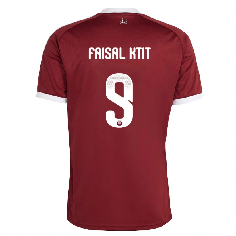 Danxen Men Qatar Zaid Faisal Ktit #9 Red Burgundy White Home Jersey 26-28 T-Shirt