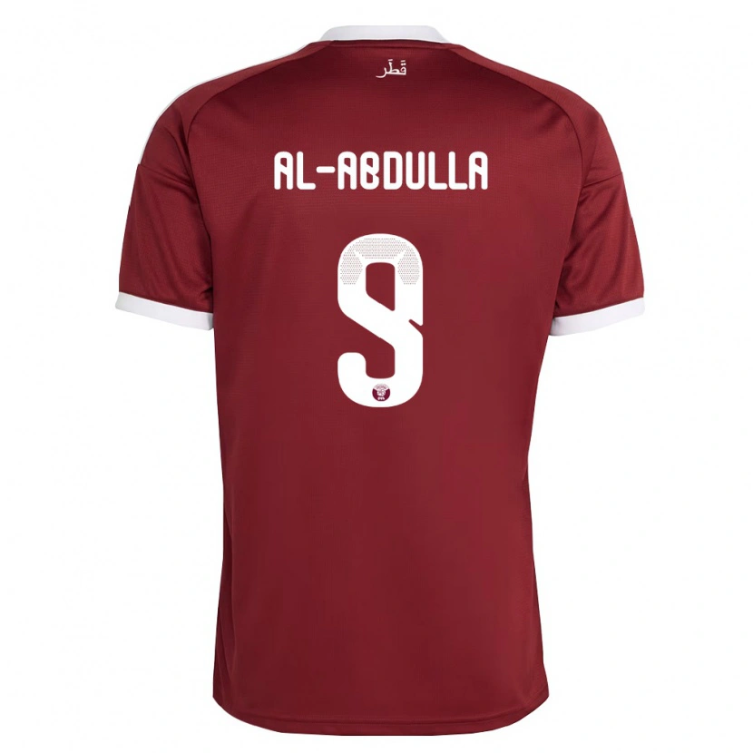 Danxen Men Qatar Rashid Al-Abdulla #9 Red Burgundy White Home Jersey 26-28 T-Shirt