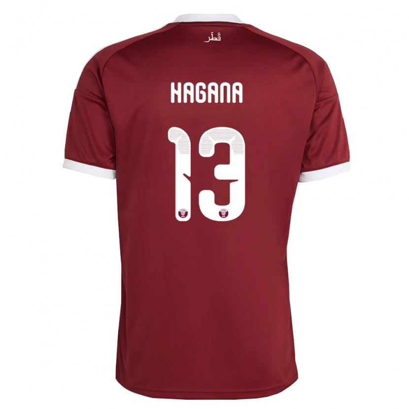 Danxen Men Qatar Ahmed Hagana #13 Red Burgundy White Home Jersey 26-28 T-Shirt