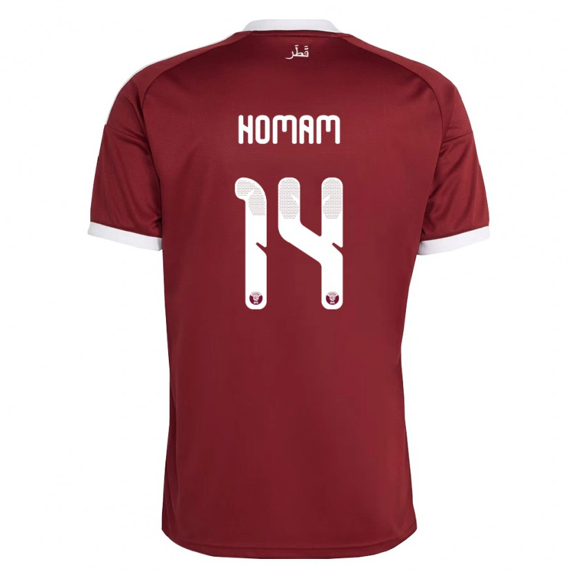 Danxen Men Qatar Homam Al-Amin #14 Red Burgundy White Home Jersey 26-28 T-Shirt