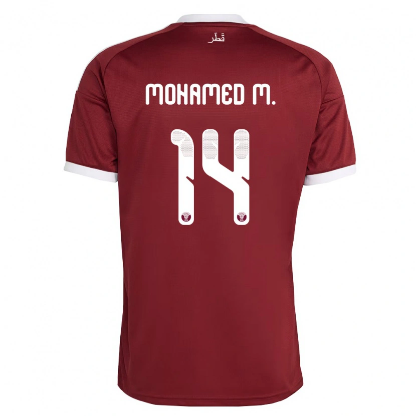 Danxen Men Qatar Abdalla Mohamed M. #14 Red Burgundy White Home Jersey 26-28 T-Shirt