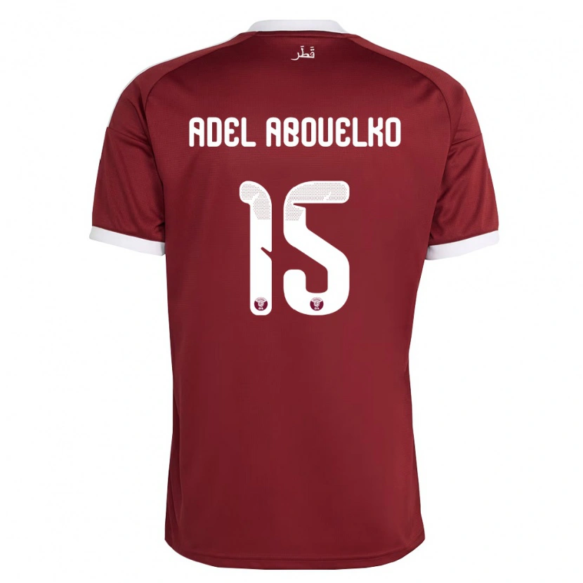 Danxen Men Qatar Ahmed Adel Abouelko #15 Red Burgundy White Home Jersey 26-28 T-Shirt