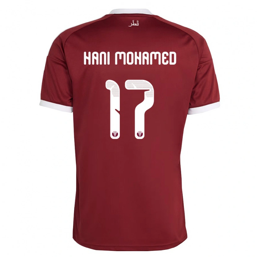 Danxen Men Qatar Yazan Mohamed #17 Red Burgundy White Home Jersey 26-28 T-Shirt