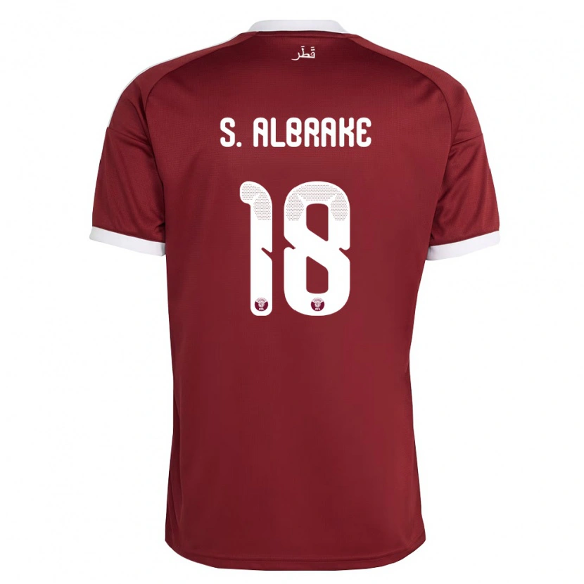 Danxen Men Qatar Sultan Al-Brake #18 Red Burgundy White Home Jersey 26-28 T-Shirt