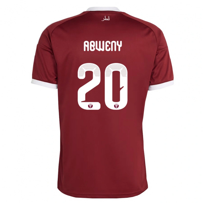 Danxen Men Qatar Anas Abweny #20 Red Burgundy White Home Jersey 26-28 T-Shirt