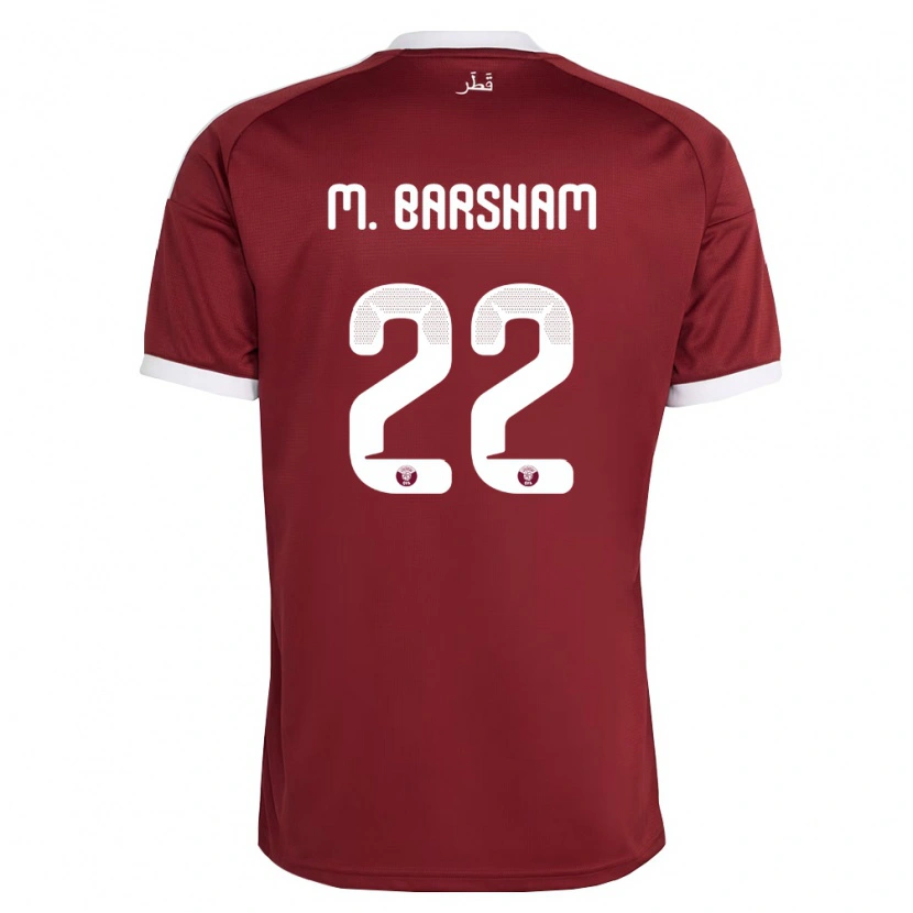 Danxen Men Qatar Meshaal Barsham #22 Red Burgundy White Home Jersey 26-28 T-Shirt