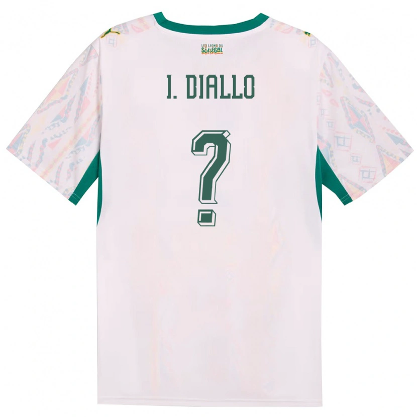 Danxen Men Senegal Ibrahima Diallo #0 White Green Yellow Home Jersey 26-28 T-Shirt