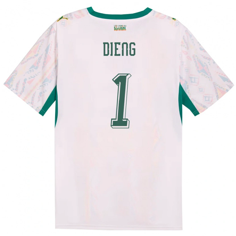 Danxen Men Senegal Timothy Dieng #1 White Green Yellow Home Jersey 26-28 T-Shirt