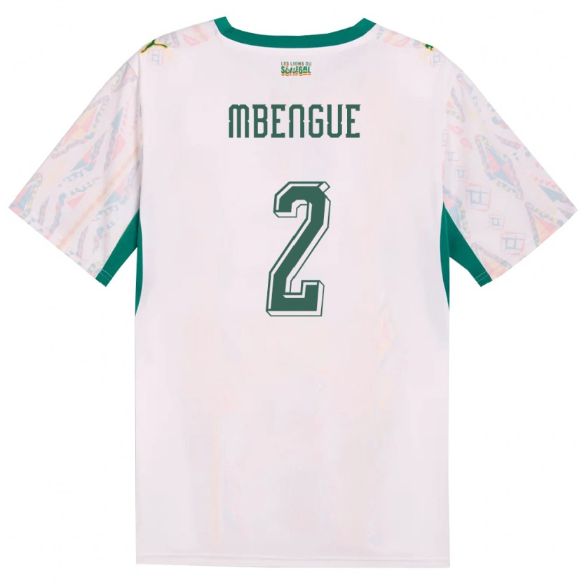 Danxen Men Senegal Lamine Mbengue #2 White Green Yellow Home Jersey 26-28 T-Shirt