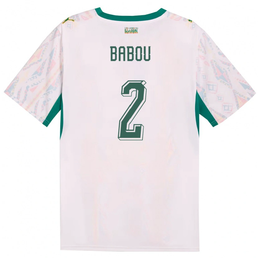Danxen Men Senegal Marieme Babou #2 White Green Yellow Home Jersey 26-28 T-Shirt